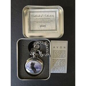 Al Agnes Exclusive Edition Avon "Majestic Flight" Eagle Silver Tone Pocket Watch